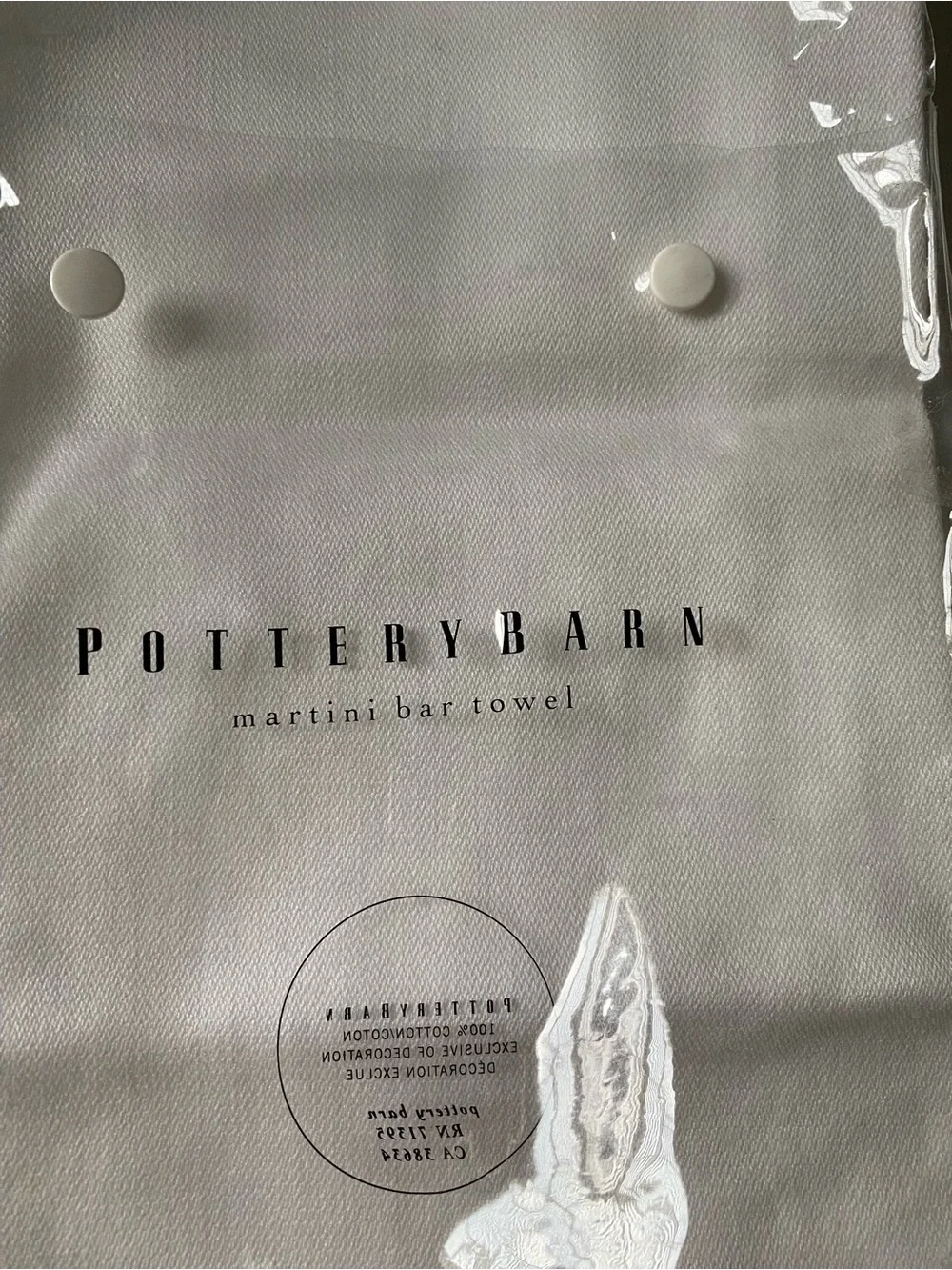 2 pottery barn White 'Cosmopolitan’ martini bar towels